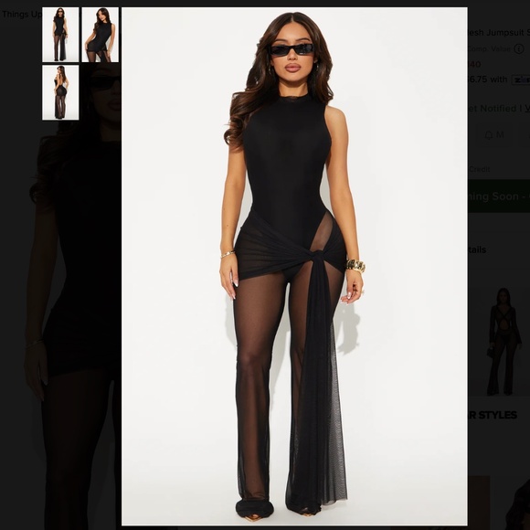 FASHION NOVA Spice Things Up Mesh Jumpsuit Set - Black - Picture 1 of 2